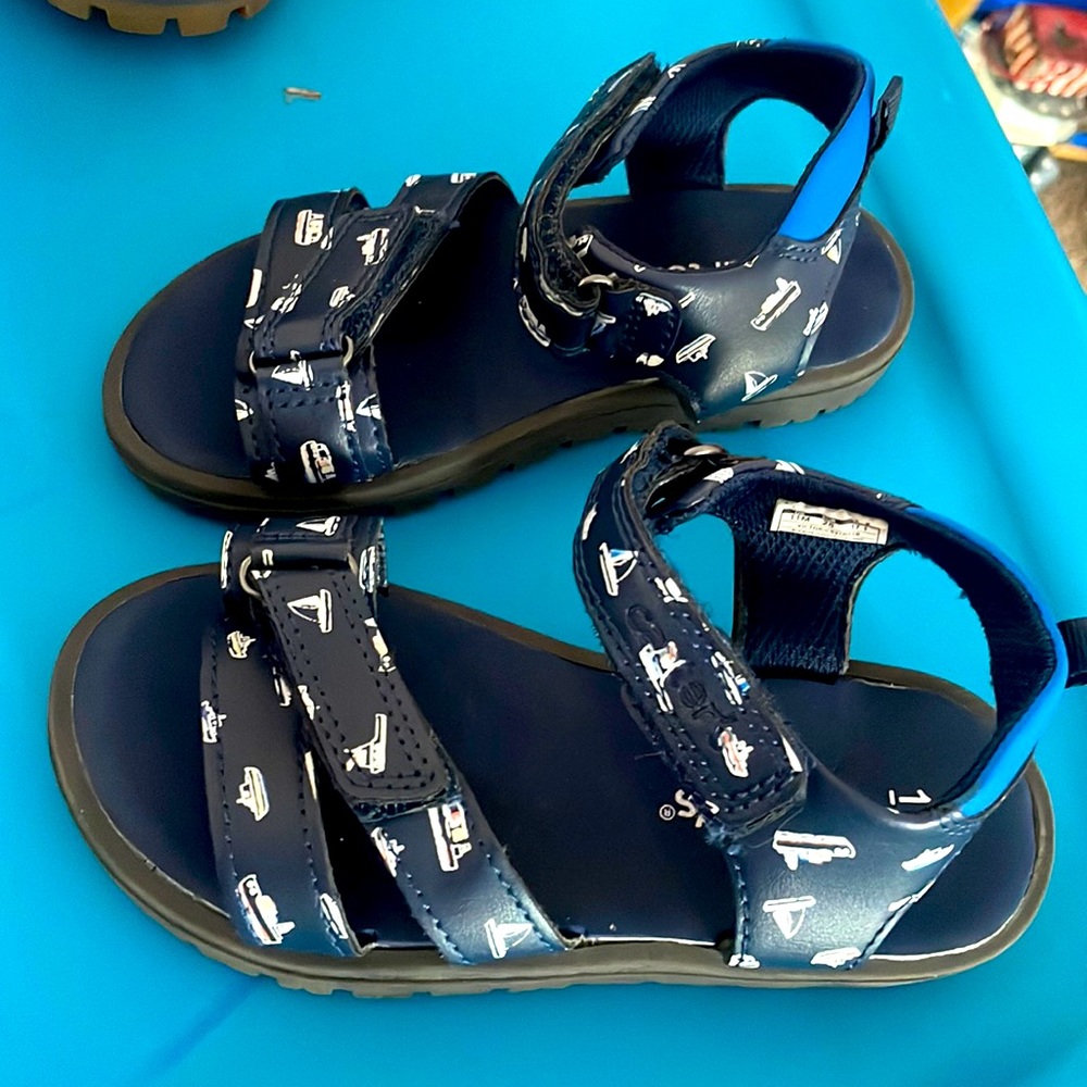 Carter’s Boys Unisex Sandals Navy Blue with Boats Design